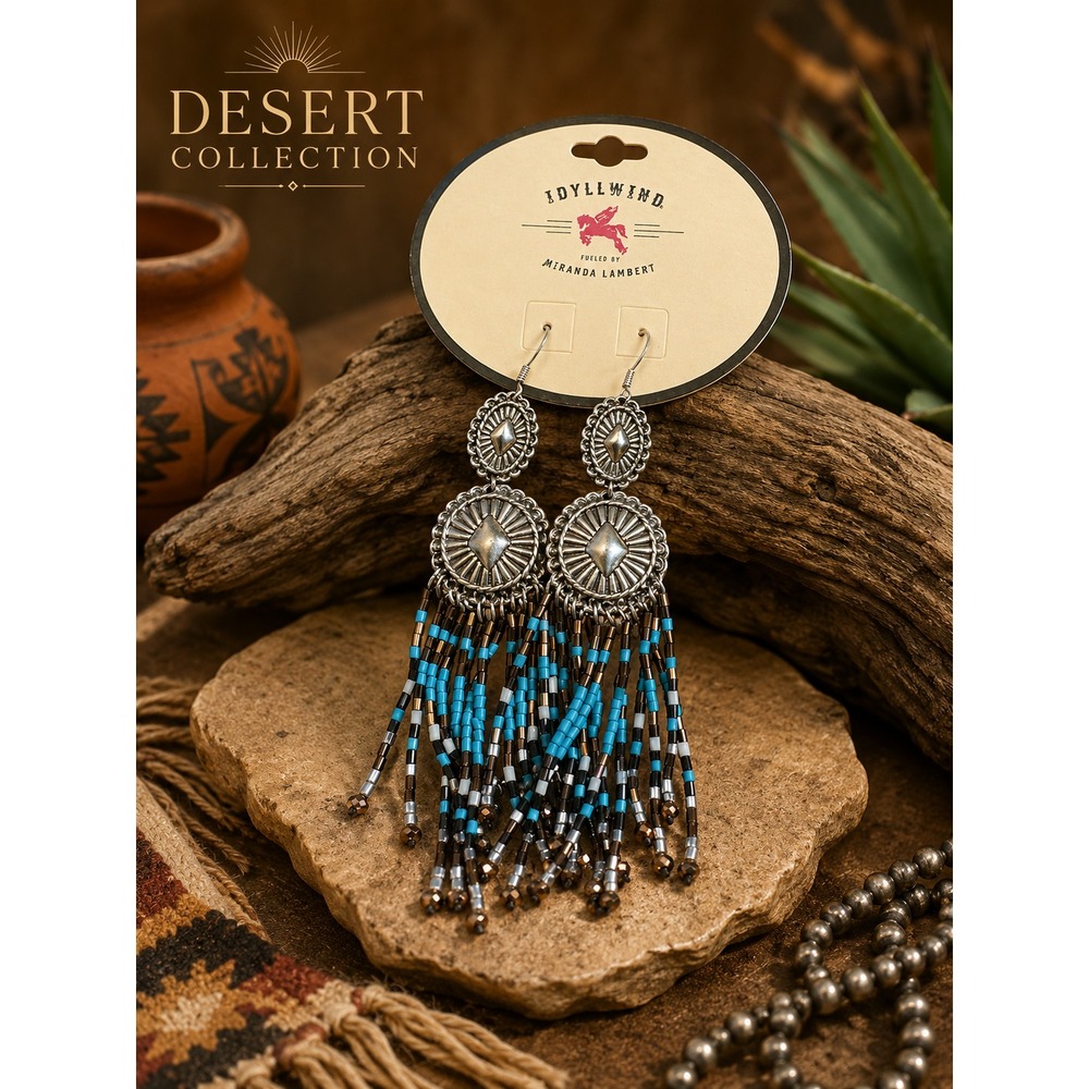 Idyllwind Miranda Lambert Concho Fringe Earrings Turquoise Western Boho NWT
